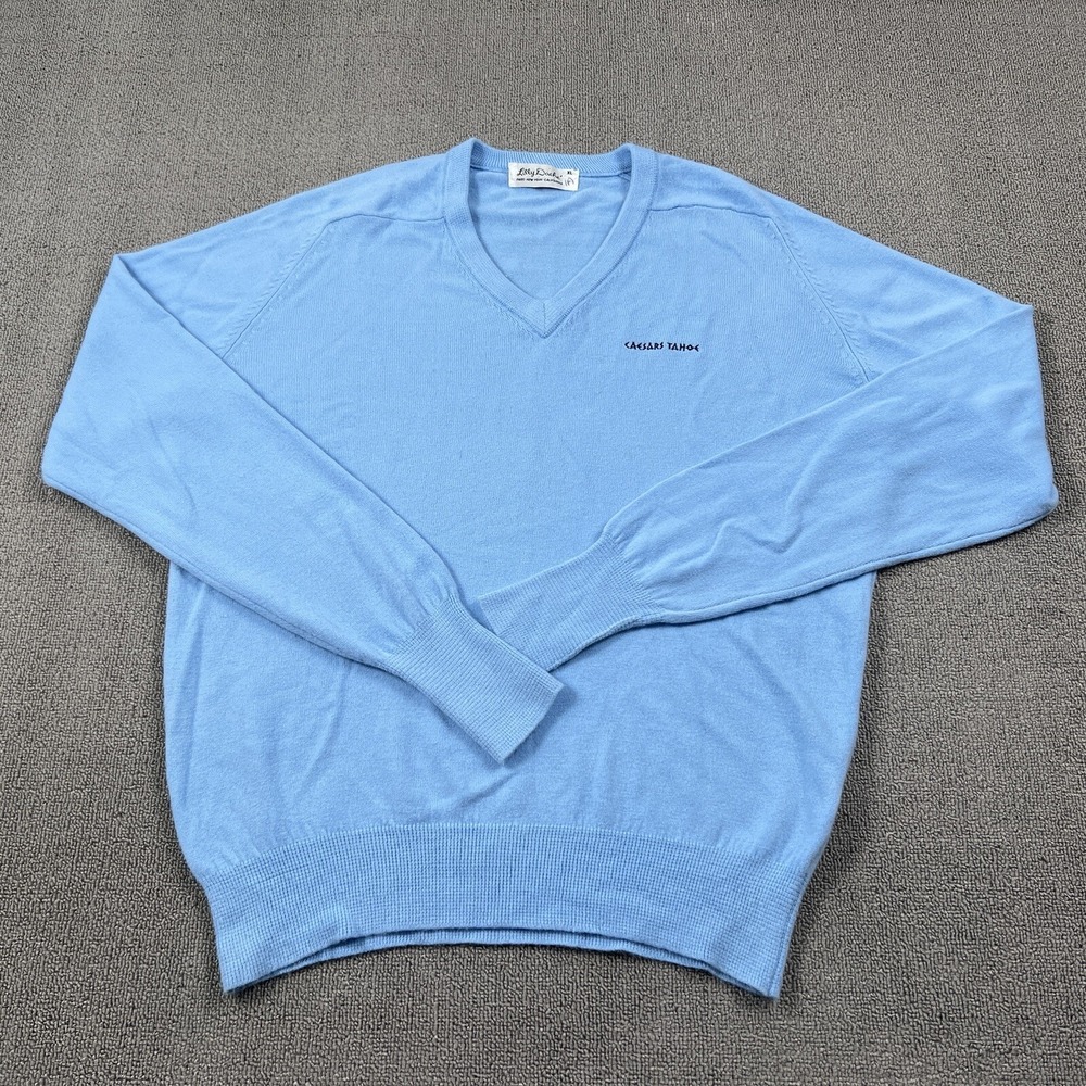Lilly Dache Sweater Adult Extra Large Blue Long Sleeve Knit Sweatshirt Casual